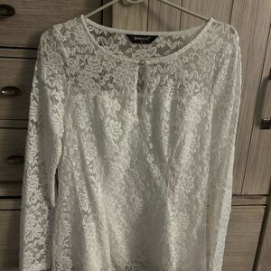 Allegra K Women's Elegant White Lace Blouse